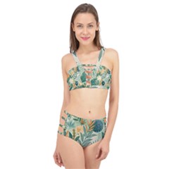 Leaves Pattern Flora Nature Cage Up Bikini Set by Posterlux