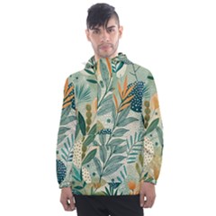 Leaves Pattern Flora Nature Men s Front Pocket Pullover Windbreaker by Posterlux