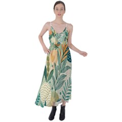 Leaves Pattern Flora Nature Tie Back Maxi Dress by Posterlux