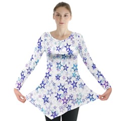 Christmas Stars Background Long Sleeve Tunic  by Posterlux