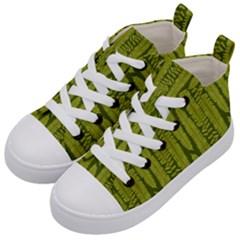 Fern Texture Nature Leaves Kids  Mid-top Canvas Sneakers by Posterlux