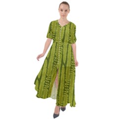 Fern Texture Nature Leaves Waist Tie Boho Maxi Dress by Posterlux