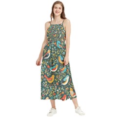 Birds Pattern Flowers Whimsical Boho Sleeveless Summer Dress by Salmanaz77