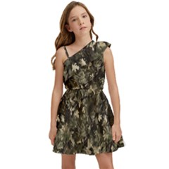 Camouflage Army Survival Uniform Kids  One Shoulder Party Dress by Posterlux