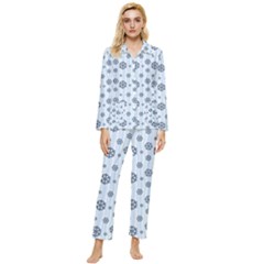 Snowflakes Winter Christmas Womens  Long Sleeve Velvet Pocket Pajamas Set by anzea