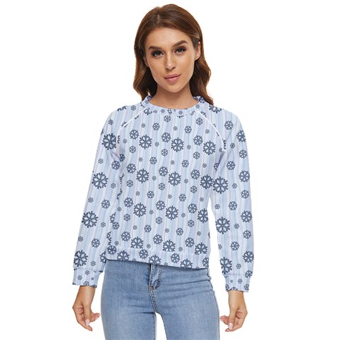 Snowflakes Winter Christmas Women s Long Sleeve Raglan T-shirt by anzea
