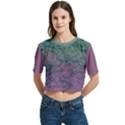 Colorful duotone abstract print Women s Round Neck Short Sleeve Crop Top View1