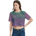 Colorful duotone abstract print Women s Round Neck Short Sleeve Crop Top View2