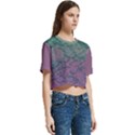 Colorful duotone abstract print Women s Round Neck Short Sleeve Crop Top View3