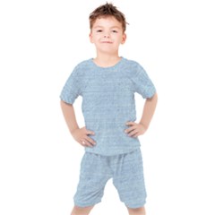 Blue Denim Texture, Macro Kids  T-shirt And Shorts Set by kyorashop23