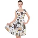 Cats, All, Collage, Cat Cap Sleeve Midi Dress With Pockets View1