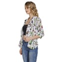 Bottle Chic Print Patterns Women s 3/4 Sleeve Ruffle Edge Open Front Jacket View2