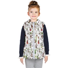 Bottle Chic Print Patterns Kids  Hooded Puffer Vest by BellaVistaTshirt02