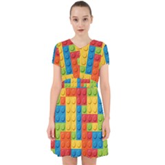 Lego Bricks, Colorful Dots Background Adorable In Chiffon Dress by kyorashop23