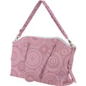 Pink Retro Texture With Circles, Retro Circles Background, Canvas Crossbody Bag View2