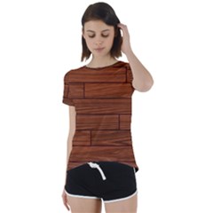 Seamless Wooden Planks Brown Wooden Background Short Sleeve Open Back T-shirt by kyorashop23