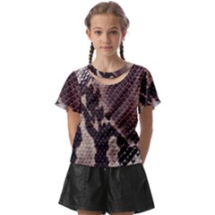 Snake Skin, Reptile Skin, Snake Skin Textures, Brown Snake Kids  Front Cut T-shirt by kyorashop23