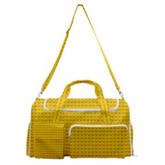 Yellow Lego Texture, Macro, Yellow Dots Background Sports Gym Duffle Bag With Shoe Compartment by kyorashop23