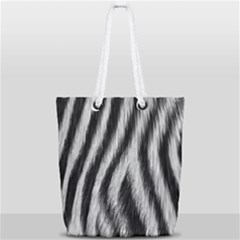 Zebra Texture, Zebra Wool, White Black Background Full Print Rope Handle Tote (small) by kyorashop23