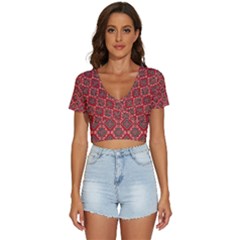 Illustrations Ajrak Abstract Design Pattern V-neck Crop Top by Apenda