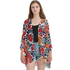 Colorfuleclecticfloralpattern Open Front 3/4 Sleeve Batwing Chiffon Cardigan Kimono by BellaVistaTshirt02