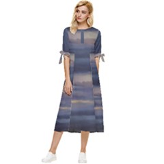 Twilight Serenade Print Bow Sleeve Chiffon Midi Dress by dflcprintsclothing