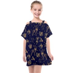 Christmas Pattern Gold December  Happy Holidays Merry Christmas Winter Family Festive Gold New Year Kids  One Piece Chiffon Dress by Maspions