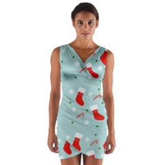 Christmas Pattern Wrap Front Bodycon Dress by Apen