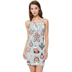 Christmas Cartoon Pattern Summer Tie Front Dress by Apen