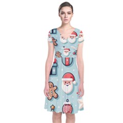 Christmas Decoration Angel Short Sleeve Front Wrap Dress by Apen