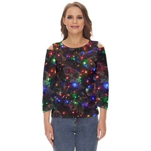 Christmas Lights Cut Out Wide Sleeve Top by Apen