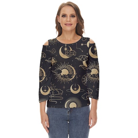 Star Colorful Christmas Abstract Cut Out Wide Sleeve Top by Apen