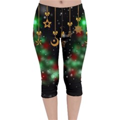 Christmas Star Jewellery Velvet Capri Leggings  by anzea