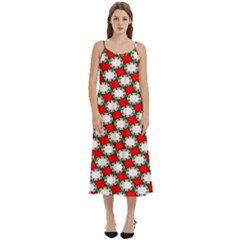 Christmas Star Red Green Casual Spaghetti Strap Midi Dress by anzea