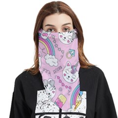 Beautiful Cute Animals Pattern Pink Face Covering Bandana (triangle) by Grandong