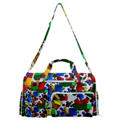 Falling Lego Bricks, Desenho Sports Gym Duffle Bag With Shoe Compartment by kyorashop23