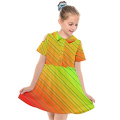 Orange Green Gradient Hunter Kids  Short Sleeve Shirt Dress by Dutashop