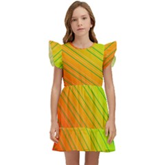 Orange Green Gradient Hunter Kids  Winged Sleeve Dress by Dutashop