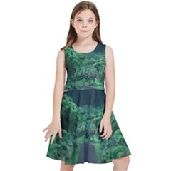 Jungle Road Hawaii Asphalt Mountains Green Kids  Skater Dress by Bedest