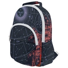 Astrology Surreal Surrealism Trippy Visual Art Rounded Multi Pocket Backpack by Bedest