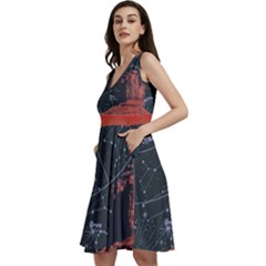 Astrology Surreal Surrealism Trippy Visual Art Sleeveless V-neck Skater Dress With Pockets by Bedest