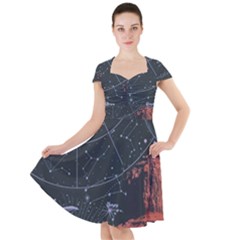 Astrology Surreal Surrealism Trippy Visual Art Cap Sleeve Midi Dress With Pockets by Bedest