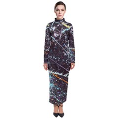 Abstract Colorful Texture Turtleneck Maxi Dress by Bedest