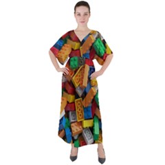 Lego, Toy Block, Colorfulness, Kids V-neck Boho Style Maxi Dress by kyorashop23