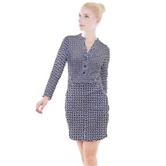 Marble Cracked Pattern Surface Button Long Sleeve Dress by Bedest