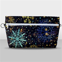 Gold Teal Snowflakes Gold Abstract Christmas Handbag Organizer by Bedest