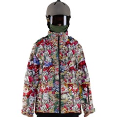 Pattern Kitten Christmas Men s Zip Ski And Snowboard Waterproof Breathable Jacket by Bedest