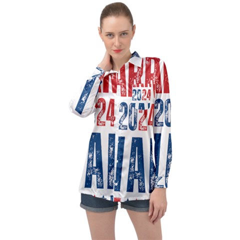 Kamala Harris 2024 Walz Long Sleeve Satin Shirt by Safari