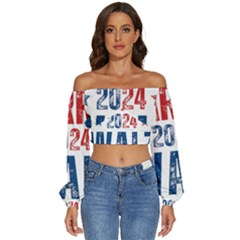 Kamala Harris 2024 Walz Long Sleeve Crinkled Weave Crop Top by Safari