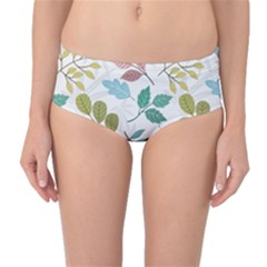 Leaf Seamless Pattern  Mid-waist Bikini Bottoms by Safari